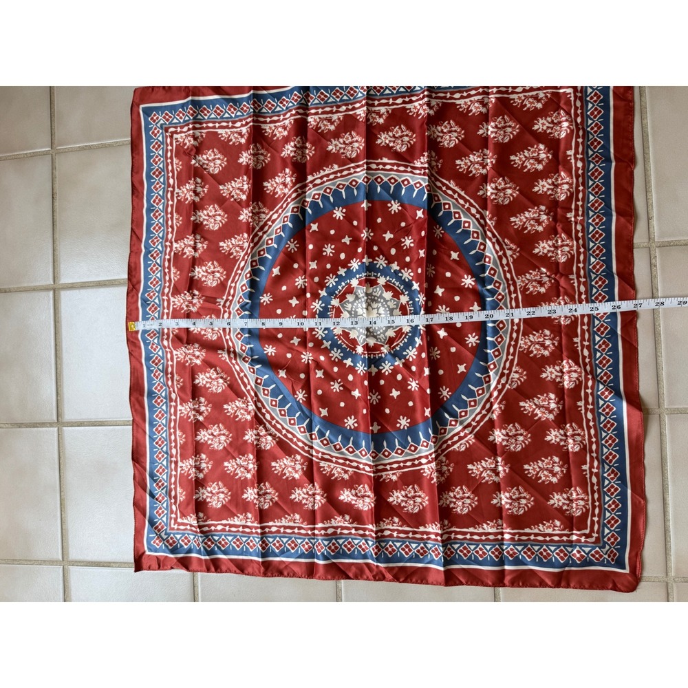 Square Scarf Women Red Blue Medallion Floral Geometric Boho OS - Picture 3 of 3